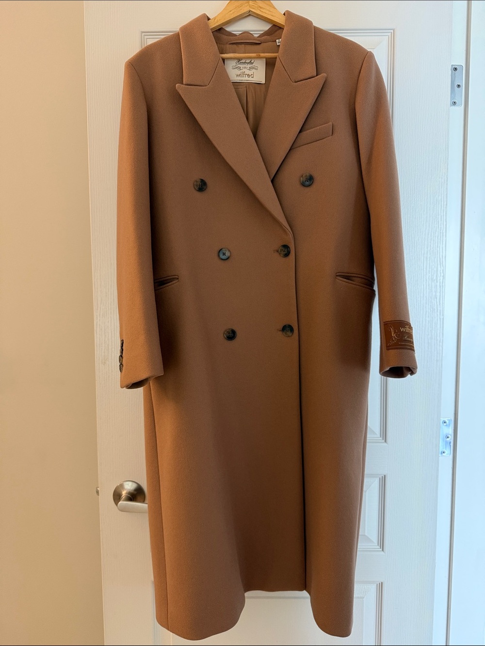 Wilfred Double-Breasted Tan Pea Coat